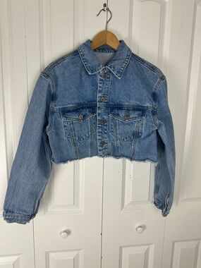 J Galt Raw Hem Cropped Jean Jacket